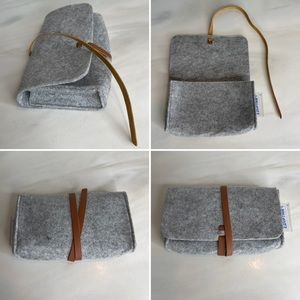 Gray Thick Felt Toiletry Bag